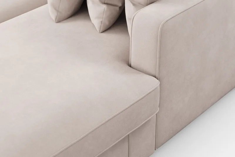 Rossita 5-sits Vänstervänd U-formad Djup Soffa med Divan och Schäslong i Sammet - Beige - Möbler - Soffa - U-soffa