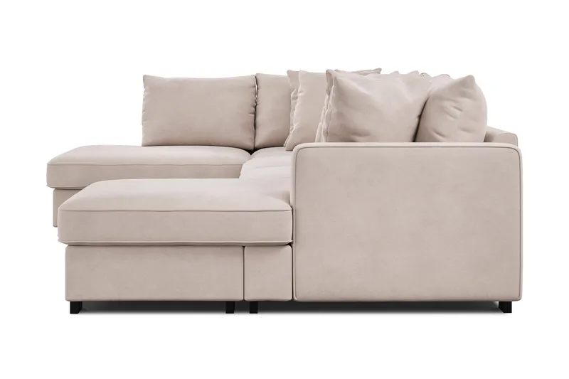 Rossita 5-sits Vänstervänd U-formad Djup Soffa med Divan och Schäslong i Sammet - Beige - Möbler - Soffa - U-soffa