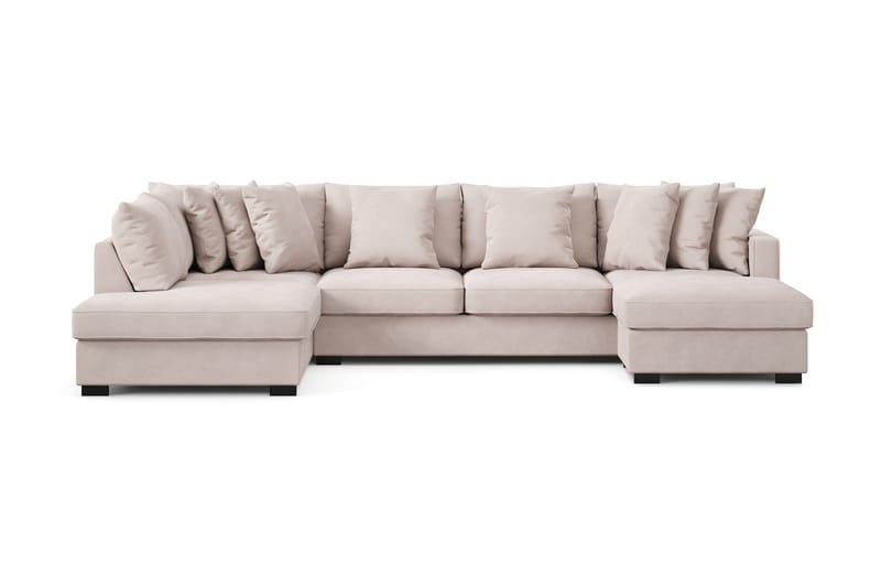 Rossita 5-sits Vänstervänd U-formad Djup Soffa med Divan och Schäslong i Sammet - Beige - Möbler - Soffa - U-soffa