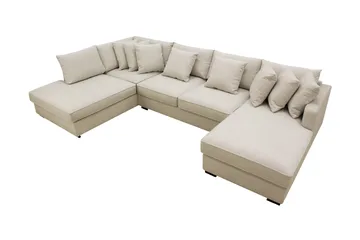 Rossita 5-sits Vänstervänd U-formad Djup Soffa med Divan och Schäslong i Tyg - Beige - Möbler - Soffa - U-soffa