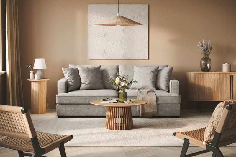 Rossita Djup 3-sits soffa i chenille - Ljus Grå - Möbler - Soffa - 3 sits soffa