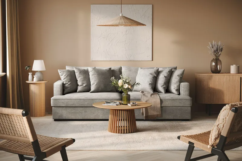 Rossita Djup 4-sits soffa i chenille - Ljus Grå - Möbler - Soffa - 4 sits soffa