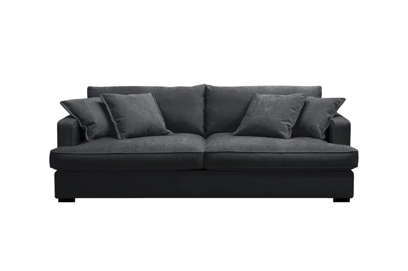 Rossita Lyx 2,5-sits Extra djup Soffa i Chenille, Trenza 01, Svart Chenille