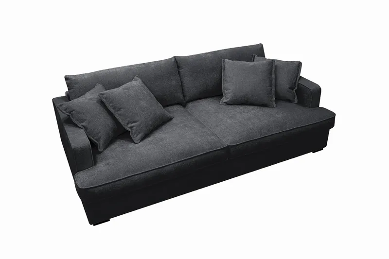 Rossita Lyx 2,5-sits Extra djup Soffa i Chenille - Trenza 01, Svart Chenille - Möbler - Soffa - 3 sits soffa