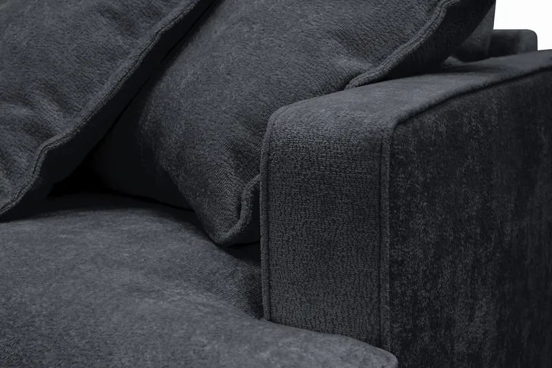 Rossita Lyx 2,5-sits Extra djup Soffa i Chenille - Trenza 01, Svart Chenille - Möbler - Soffa - 3 sits soffa