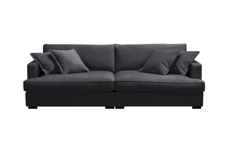 Rossita Lyx 3-sits Extra djup Soffa i Chenille, Trenza 01, Svart Chenille