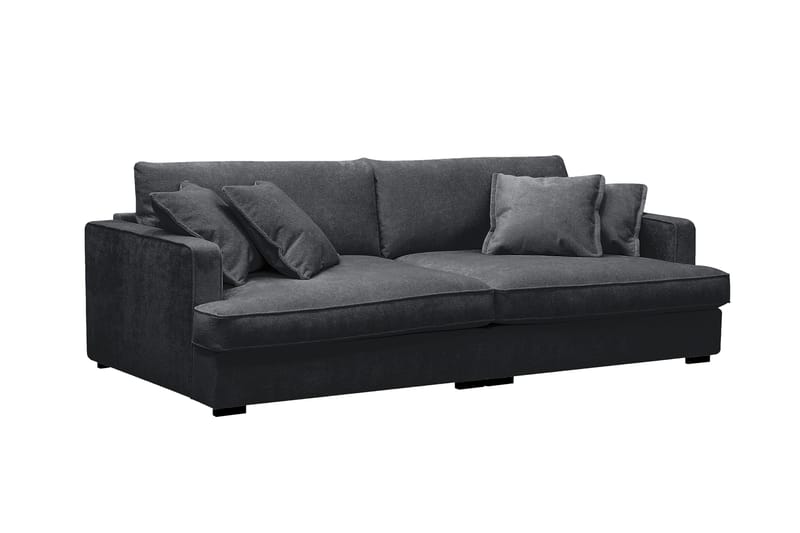 Rossita Lyx 3-sits Extra djup Soffa i Chenille - Trenza 01, Svart Chenille - Möbler - Soffa - 3 sits soffa