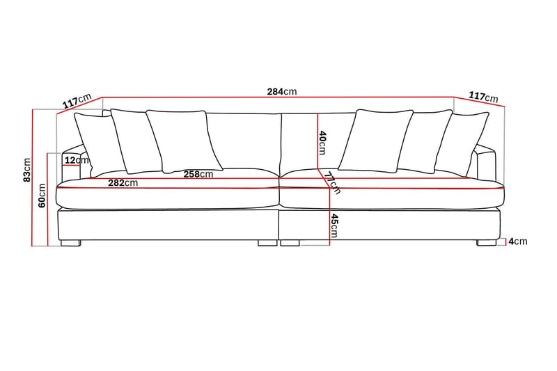 Rossita Lyx 4-sits Extra djup Manchestersoffa - Offwhite Manchester - Möbler - Soffa - Sammetssoffa