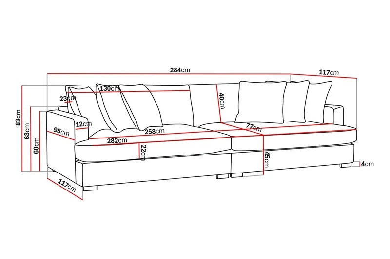 Rossita Lyx 4-sits Extra djup Soffa i Chenille - Grå / Beige - Möbler - Soffa - 4 sits soffa