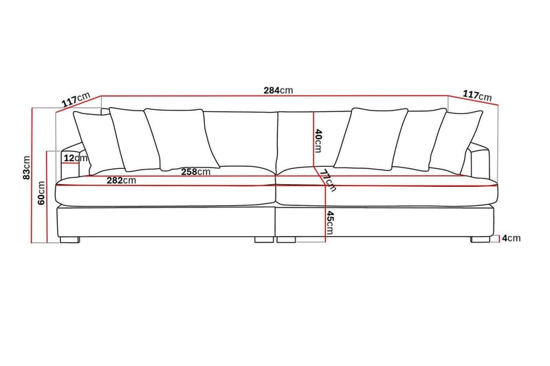 Rossita Lyx 4-sits Extra djup Soffa i Manchester - Beige - Möbler - Soffa - 4 sits soffa