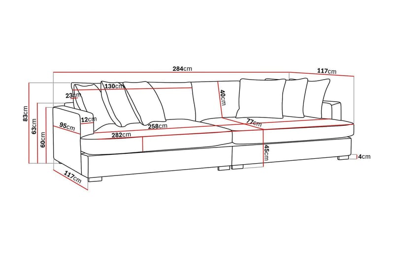Rossita Lyx 4-sits Extra djup Soffa i Manchester - Greige - Möbler - Soffa - 4 sits soffa