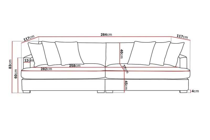 Rossita Lyx 4-sits Extra djup Tygsoffa - Beige - Möbler - Soffa - 4 sits soffa