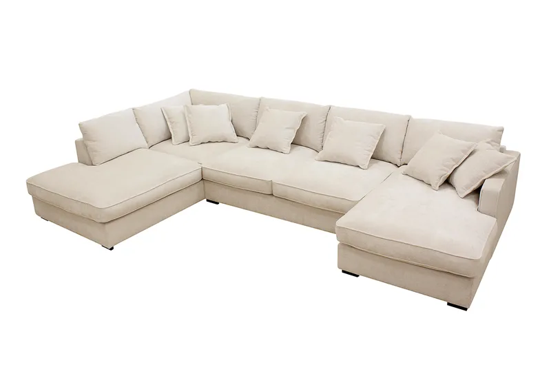 Rossita Lyx 5-sits Högervänd U-formad Extra djup Soffa med Divan och Schäslong i Chenille - Beige - Möbler - Soffa - U-soffa