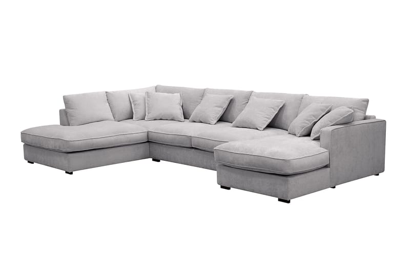 Rossita Lyx 5-sits Högervänd U-formad Extra djup Soffa med Divan och Schäslong i Chenille - Grå - Möbler - Soffa - U-soffa