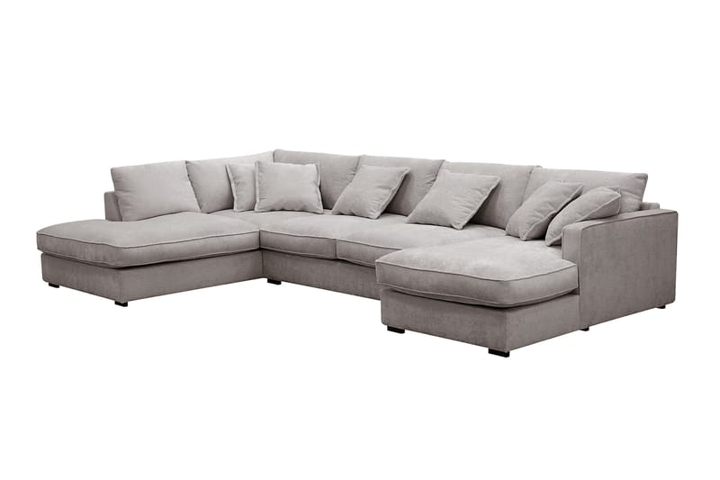 Rossita Lyx 5-sits Högervänd U-formad Extra djup Soffa med Divan och Schäslong i Chenille - Grå/Brun - Möbler - Soffa - U-soffa