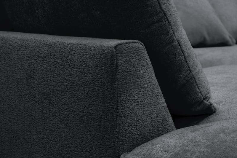 Rossita Lyx 5-sits Högervänd U-formad Extra djup Soffa med Divan och Schäslong i Chenille - Svart - Möbler - Soffa - U-soffa