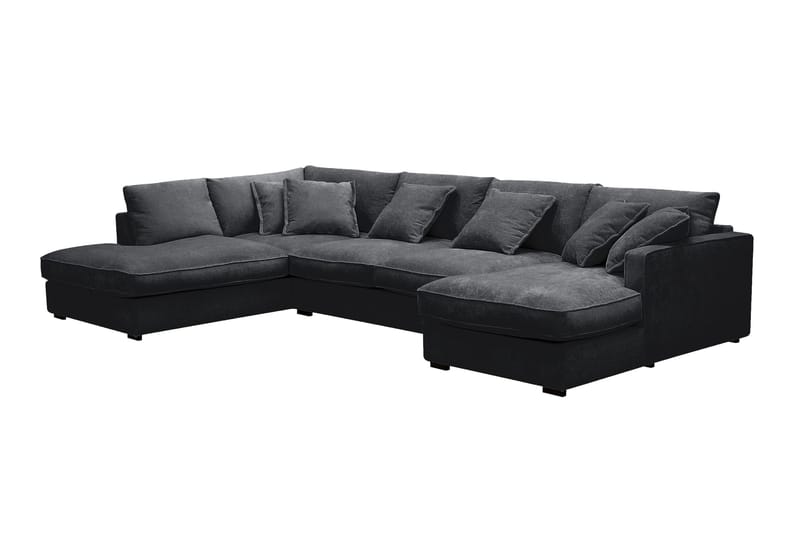 Rossita Lyx 5-sits Högervänd U-formad Extra djup Soffa med Divan och Schäslong i Chenille - Svart - Möbler - Soffa - U-soffa