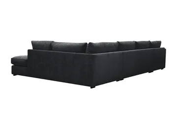 Rossita Lyx 5-sits Högervänd U-formad Extra djup Soffa med Divan och Schäslong i Chenille - Trenza 01, Svart Chenille - Möbler - Soffa - U-soffa