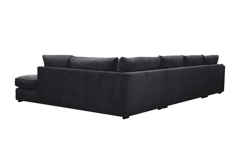 Rossita Lyx 5-sits Högervänd U-formad Extra djup Soffa med Divan och Schäslong i Chenille - Trenza 01, Svart Chenille - Möbler - Soffa - U-soffa