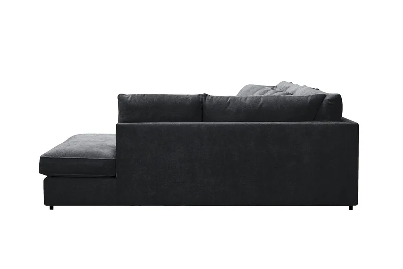 Rossita Lyx 5-sits Högervänd U-formad Extra djup Soffa med Divan och Schäslong i Chenille - Trenza 01, Svart Chenille - Möbler - Soffa - U-soffa