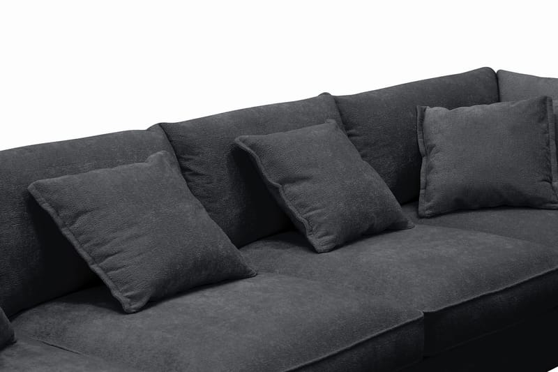 Rossita Lyx 5-sits Högervänd U-formad Extra djup Soffa med Divan och Schäslong i Chenille - Trenza 01, Svart Chenille - Möbler - Soffa - U-soffa