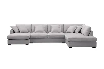 Rossita Lyx 5-sits Högervänd U-formad Extra djup Soffa med Divan och Schäslong i Chenille - Trenza 03, Grå Chenille - Möbler - Soffa - U-soffa