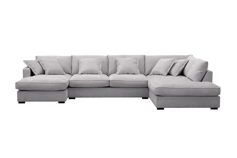 Rossita Lyx 5-sits Högervänd U-formad Extra djup Soffa med Divan och Schäslong i Chenille - Trenza 03, Grå Chenille - Möbler - Soffa - U-soffa