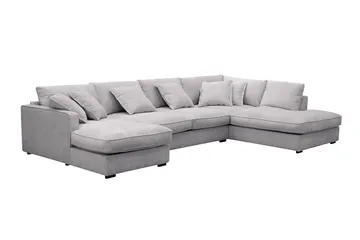 Rossita Lyx 5-sits Högervänd U-formad Extra djup Soffa med Divan och Schäslong i Chenille - Trenza 03, Grå Chenille - Möbler - Soffa - U-soffa