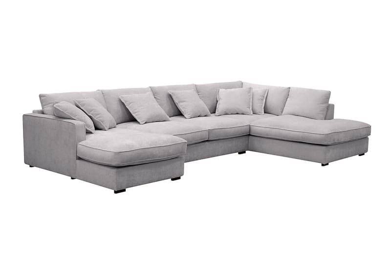 Rossita Lyx 5-sits Högervänd U-formad Extra djup Soffa med Divan och Schäslong i Chenille - Trenza 03, Grå Chenille - Möbler - Soffa - U-soffa