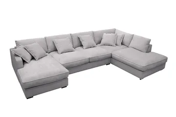 Rossita Lyx 5-sits Högervänd U-formad Extra djup Soffa med Divan och Schäslong i Chenille - Trenza 03, Grå Chenille - Möbler - Soffa - U-soffa
