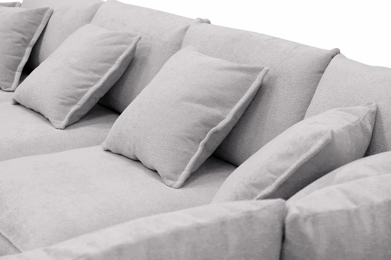 Rossita Lyx 5-sits Högervänd U-formad Extra djup Soffa med Divan och Schäslong i Chenille - Trenza 03, Grå Chenille - Möbler - Soffa - U-soffa