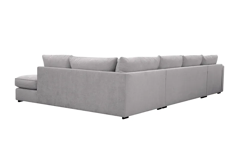 Rossita Lyx 5-sits Högervänd U-formad Extra djup Soffa med Divan och Schäslong i Chenille - Trenza 03, Grå Chenille - Möbler - Soffa - U-soffa