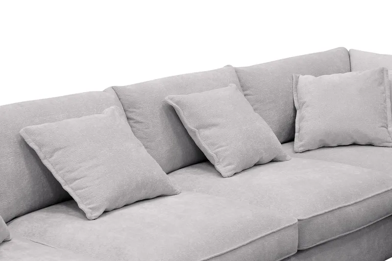 Rossita Lyx 5-sits Högervänd U-formad Extra djup Soffa med Divan och Schäslong i Chenille - Trenza 03, Grå Chenille - Möbler - Soffa - U-soffa