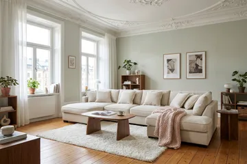 Rossita Lyx 5-sits Högervänd U-formad Extra djup Soffa med Divan och Schäslong i Chenille - Trenza 06, Beige Chenille - Möbler - Soffa - U-soffa