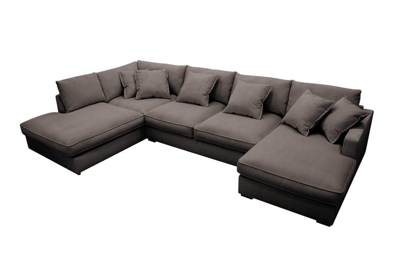 Rossita Lyx 5-sits Högervänd U-formad Extra djup Soffa med Divan och Schäslong i Manchester - Brun - Möbler - Soffa - U-soffa