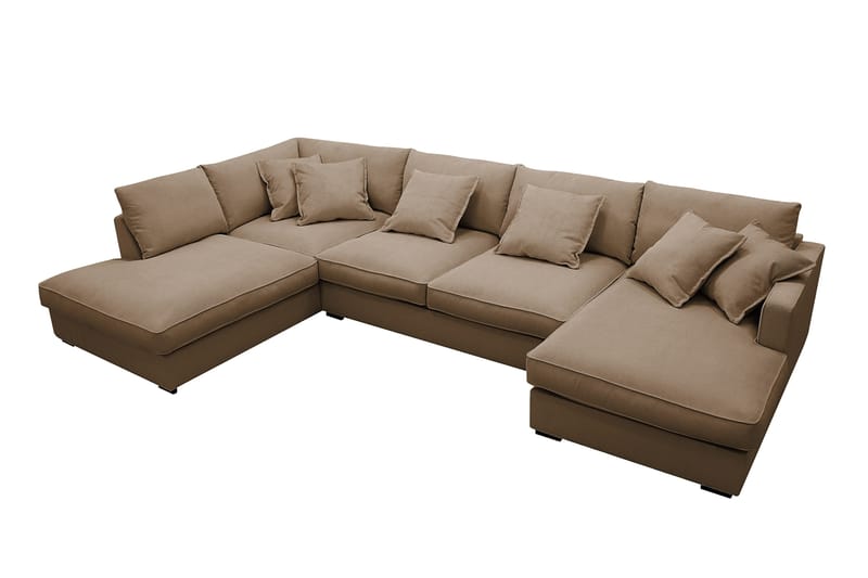 Rossita Lyx 5-sits Högervänd U-formad Extra djup Soffa med Divan och Schäslong i Manchester - Ljusbrun - Möbler - Soffa - U-soffa