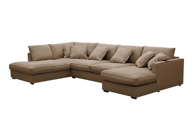 Rossita Lyx 5-sits Högervänd U-formad Extra djup Soffa med Divan och Schäslong i Manchester - Ljusbrun - Möbler - Soffa - U-soffa