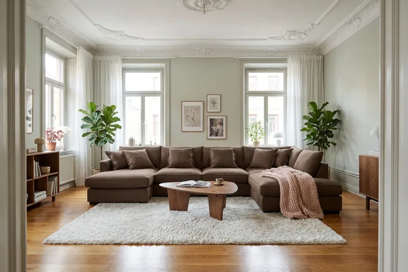 Rossita Lyx 5-sits Högervänd U-formad Extra djup Soffa med Divan och Schäslong i Manchester - Mörkbrun - Möbler - Soffa - U-soffa