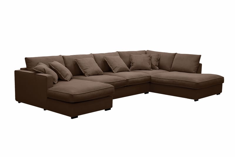 Rossita Lyx 5-sits Högervänd U-formad Extra djup Soffa med Divan och Schäslong i Manchester - Mörkbrun - Möbler - Soffa - U-soffa
