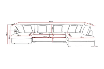 Rossita Lyx 5-sits Högervänd U-formad Extra djup Soffa med Divan och Schäslong i Manchester - Mörkbrun - Möbler - Soffa - U-soffa