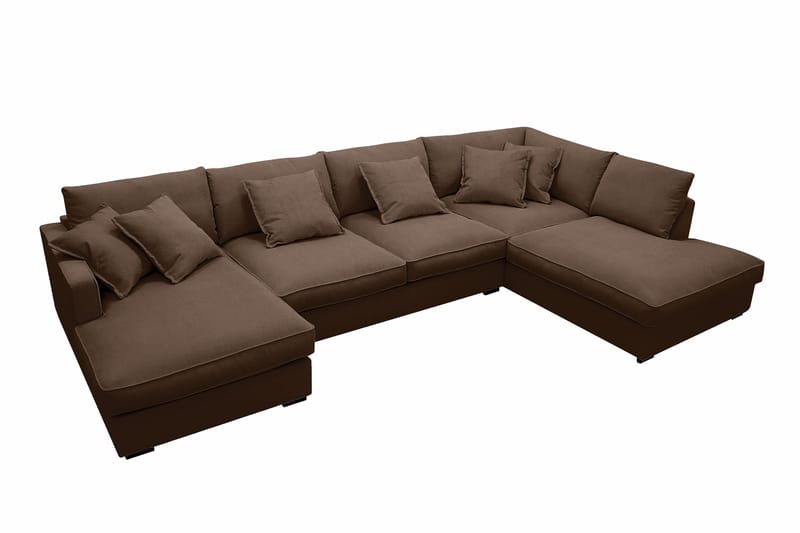 Rossita Lyx 5-sits Högervänd U-formad Extra djup Soffa med Divan och Schäslong i Manchester - Mörkbrun - Möbler - Soffa - U-soffa