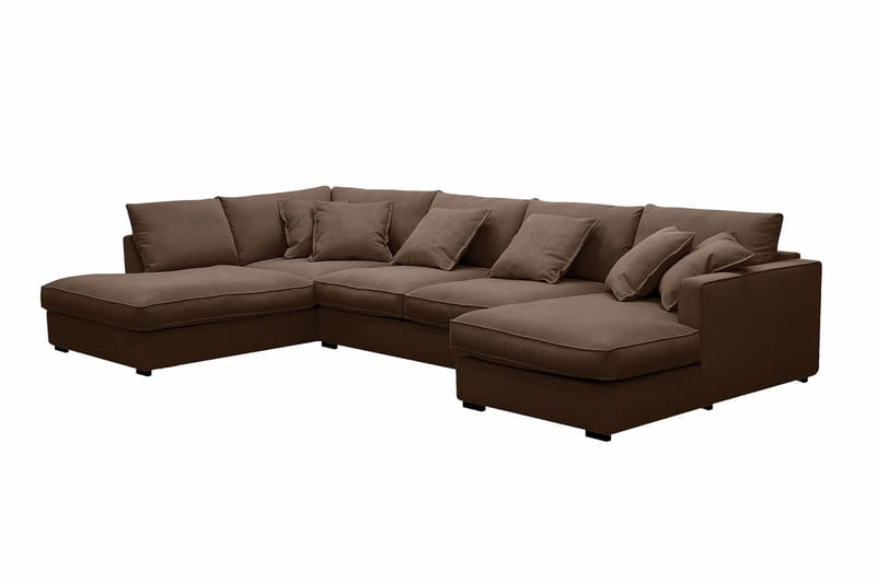 Rossita Lyx 5-sits Högervänd U-formad Extra djup Soffa med Divan och Schäslong i Manchester - Mörkbrun - Möbler - Soffa - U-soffa