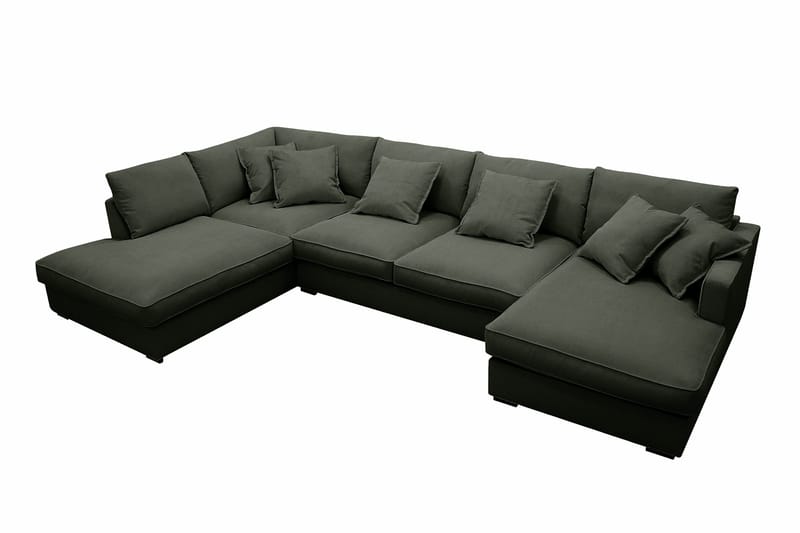 Rossita Lyx 5-sits Högervänd U-formad Extra djup Soffa med Divan och Schäslong i Manchester - Mörkgrön - Möbler - Soffa - U-soffa