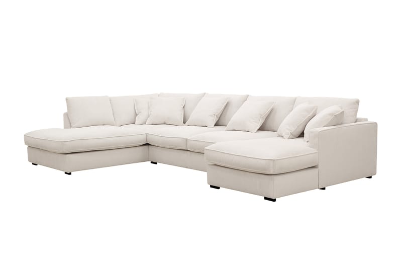 Rossita Lyx 5-sits Högervänd U-formad Extra djup Soffa med Divan och Schäslong i Manchester - Naturvit - Möbler - Soffa - U-soffa