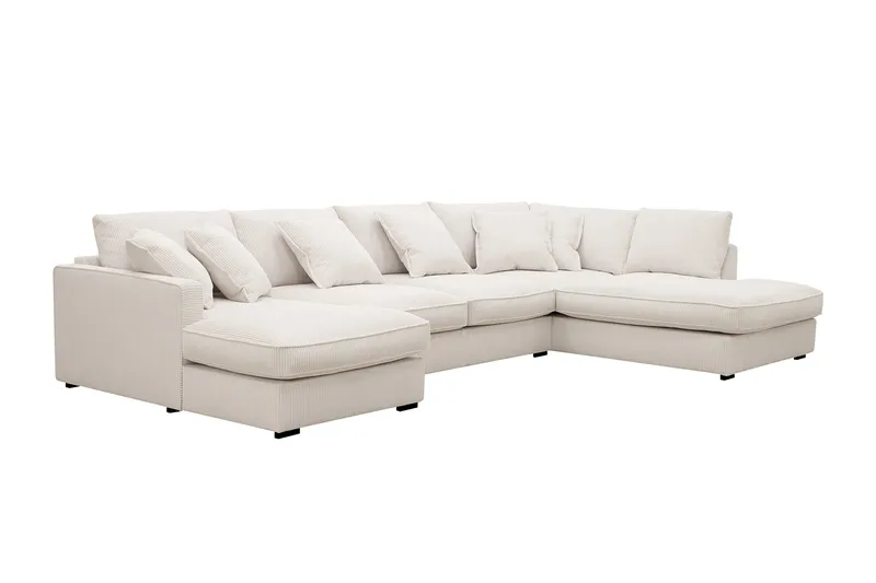 Rossita Lyx 5-sits Högervänd U-formad Extra djup Soffa med Divan och Schäslong i Manchester - Offwhite - Möbler - Soffa - U-soffa