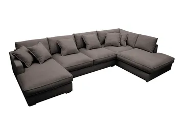 Rossita Lyx 5-sits Högervänd U-formad Extra djup Soffa med Divan och Schäslong i Manchester - Taupe - Möbler - Soffa - U-soffa