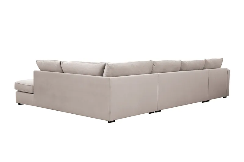 Rossita Lyx 5-sits Högervänd U-formad Extra djup Soffa med Divan och Schäslong i Sammet - Beige - Möbler - Soffa - U-soffa