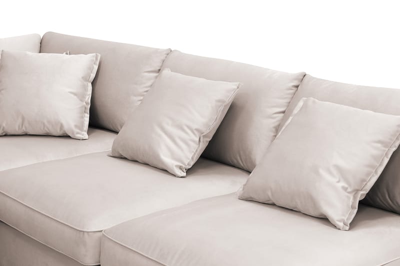 Rossita Lyx 5-sits Högervänd U-formad Extra djup Soffa med Divan och Schäslong i Sammet - Beige - Möbler - Soffa - U-soffa