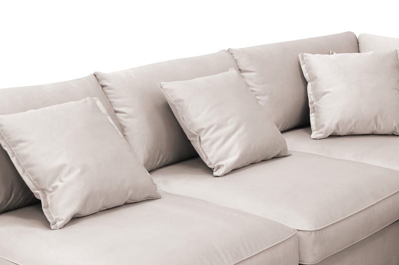Rossita Lyx 5-sits Högervänd U-formad Extra djup Soffa med Divan och Schäslong i Sammet - Beige - Möbler - Soffa - U-soffa