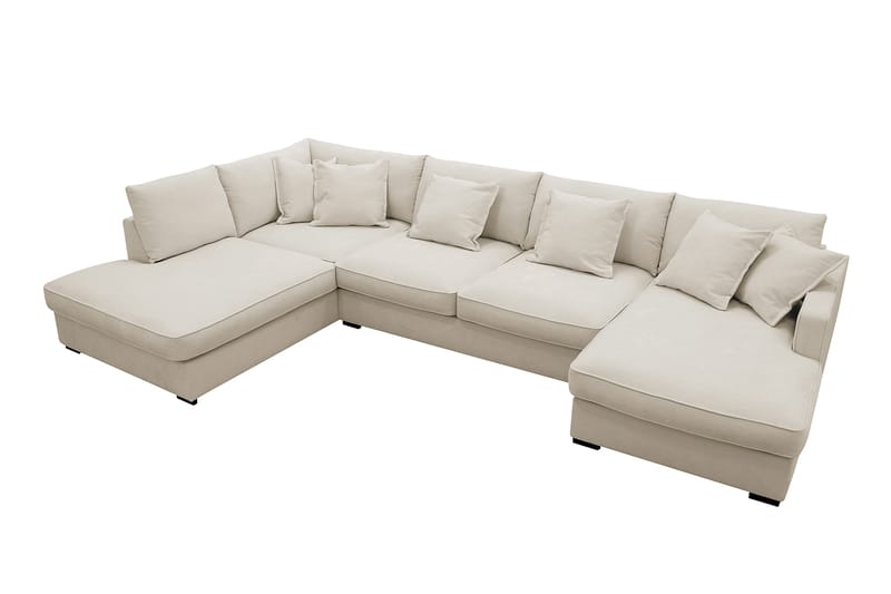 Rossita Lyx 5-sits Högervänd U-formad Extra djup Soffa med Divan och Schäslong i Tyg - Beige - Möbler - Soffa - U-soffa